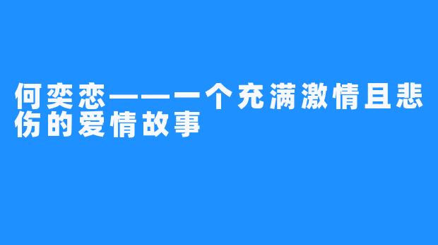 何奕恋——一个充满激情且悲伤的爱情故事