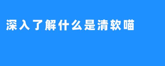 深入了解什么是清软喵