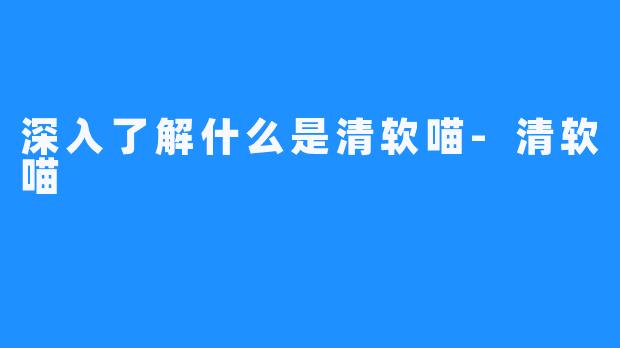 深入了解什么是清软喵-清软喵