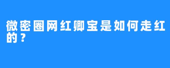 微密圈网红卿宝是如何走红的？