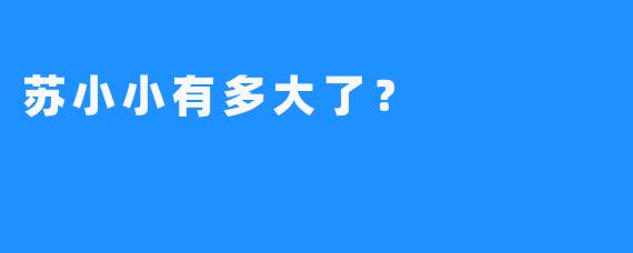 苏小小有多大了？