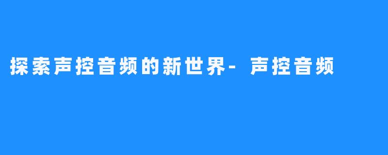 探索声控音频的新世界-声控音频
