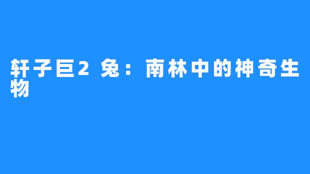 轩子巨2兔:南林中的神奇生物