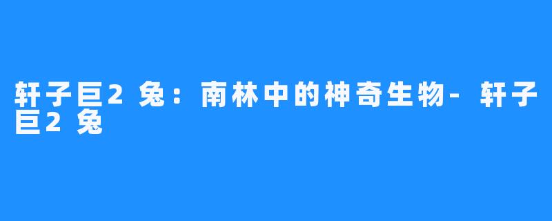 轩子巨2兔:南林中的神奇生物-轩子巨2兔