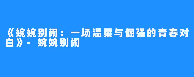《婉婉别闹:一场温柔与倔强的青春对白》-婉婉别闹
