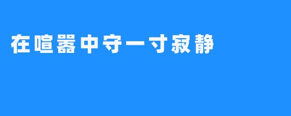 在喧嚣中守一寸寂静
