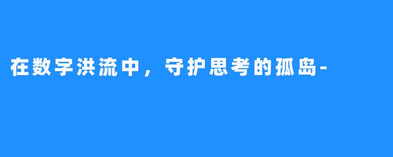在数字洪流中,守护思考的孤岛-